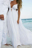 Sweetheart Spaghetti Wedding Dresses,Sexy Sleeveless Open Back Beach Wedding Gown,SW78