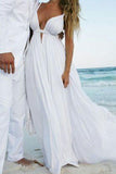 Sweetheart Spaghetti Wedding Dresses,Sexy Sleeveless Open Back Beach Wedding Gown