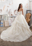 Illusion A Line Sweetheart Strapless Wedding Dresses,Ruffles Beading Belt Cheap Wedding Gown,SW81
