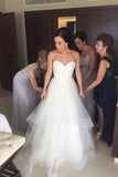 Sweetheart Strapless Wedding Dresses,Ruffles Open Back Cheap Wedding Gown