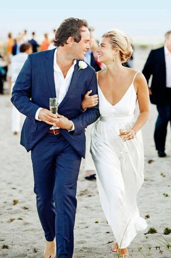 Sweetheart Spaghetti Beach Wedding Dresses,Simple Floor Length Cheap Wedding Gown