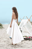Sweetheart Spaghetti Beach Wedding Dresses,Backless High Low Cheap Wedding Gown,SW85