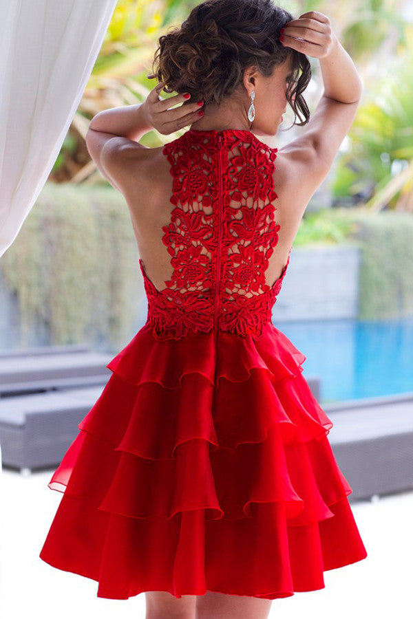 Red Short Prom Dresses,A-line Lace Scoop Neck Chiffon Homecoming Dress Simidress Red Short Prom Dresses,A-line Lace Scoop Neck Chiffon Homecoming Dress Simidress