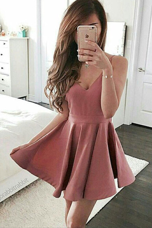 Cute Blush Pink Homecoming Dress, Short A line Prom Dress,Party Dress, SH91