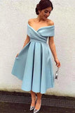 Satin A-Line Simple Homecoming Dress Off Shoulder Short Prom Dress, SH286 | short prom dresses | homecoming dresses | party dresses | evening dresses | graduation dress | www.simidress.com