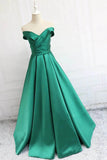 Satin A-line Off-the-Shoulder Evening Dresses, Blue Prom Dresses With Belt, SP817 | green prom dresses | cheap long prom dresses | evening dresses near me | www.simidress.com