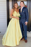 Satin Rhinestones A-line Spaghetti Straps Long Prom Dresses, Evening Dress, SP702 | long prom dresses | satin prom dresses | cheap prom dresses | www.simidress.com