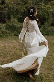 Sheath Lace Long Sleeves Wedding Gown, Lace Up Beach Wedding Dresses, SW531 | cheap lace wedding dresses | wedding dress stores | long wedding dresses | www.simidress.com