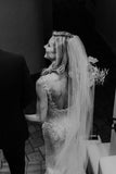 Sheath V-neck Beaded Lace Wedding Dresses, Backless Wedding Gowns, SW518 | cheap lace wedding dresses | beaded wedding dresses | bridal gowns | www.simidress.com