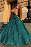 Shiny Green Ball Gown V-neck Cheap Prom Dresses, Long Formal Dresses, SP779 | shiny prom dresses | evening gown | long formal dresses | www.simidress.com