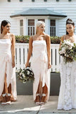 www.simidress.com supply Blush Pink A-line Chiffon Spaghetti Straps Bridesmaid Dresses with Bow, BD097