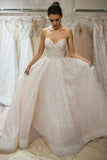 Charming Sparkly Sweetheart A-line Wedding Dresses With Sweep Train, SP643 - Simidress.com
