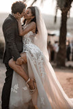Romantic Bohemio 3D Lace Sweetheart Wedding Dresses Bridal Gowns, SW377 | beach wedding dresses | lace wedding dresses | bridal gowns | cheap wedding dresses | wedding gowns | www.simidress.com