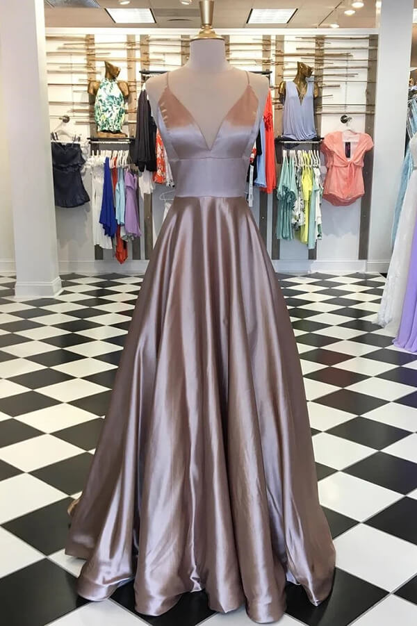 Pretty Champagne A-line Spaghetti Straps Prom Dresses, Evening Dresses, SP677 | royal blue prom dresses | prom gowns | cheap prom dresses | formal dresses | simple prom dresses | long prom dresses | party dresses | evening dresses | prom dresses cheap | www.simidress.com