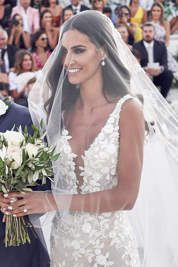 V neck online wedding dress hairstyles