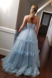 Light Blue Ball Gown Off Shoulder Strapless Long Prom Dresses, Evening Dress, SP674 | long prom dresses | cheap prom dresses | formal dresses | party dresses | prom gowns | simidress.com
