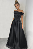 Simple black A-line Off-the-shoulder Long Prom Dresses, Evening Dresses, SP681 | black prom dresses | simple prom dresses | evening dresses | long prom dresses | party dresses | www.simidress.com