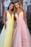 Sparkly A-line Deep V-Neck Beaded Long Prom Dresses, Evening Dresses, SP678 | evening gown | cheap prom dresses | long prom dresses | formal dresses | tulle prom dresses | prom | www.simidress.com