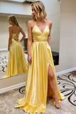 A-line V-neck Spaghetti Straps Prom Dresses, Evening Dresses With Slit, SP682 |  prom dresses | evening dresses | party dresses | www.simidress.com