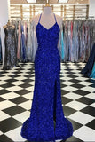 Sparkly Sheath Royal Blue Prom Dresses, Evening Dresses with Slit, SP679