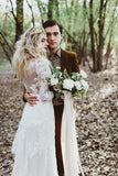 White Tulle Lace Long Sleeves Beach Wedding Dresses, Bridal Gowns, SW405 | white wedding dresses | lace wedding dresses | beach wedding dresses | long sleeve wedding dresses | bridal dresses | simidress.com