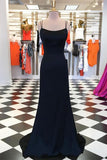 Simple Black Satin Sheath Spaghetti Straps Long Prom Dresses, Evening Gown, SP718 | long prom dress | cheap prom dresses | black prom dresses | www.simidress.com