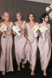 Simple Dusty Pink V-neck Long Bridesmaid Dresses, Maid of Honer Dress, BD115