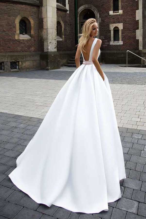 50+ Wedding Dress Trends 2023 : Simple Gown with Train