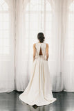 Simple Ivory Satin Two Pieces A Line Beach Wedding Dresses, Bridal Gown, SW548 | wedding dress styles | bridal stores near me | a line wedding dress | simidress.com