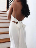 Simple Satin Mermaid V-neck Backless Spaghetti Straps Wedding Dresses, SW549 | mermaid wedding dresses | wedding gowns | wedding dresses stores | simidress.com