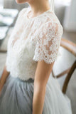 Simple Tulle Lace Two Pieces A-line Scoop Wedding Dresses, Bridal Gown, SW449 | two pieces wedding dress | long wedding dresses | simple wedding dress | www.simidress.com