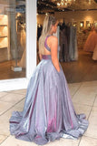 Sparkly A-line V-neck Sleeveless Prom Dresses, Long Formal Dresses, SP736 | a line v neck prom dresses | simple prom dresses | evening gown | evening dresses | www.simidress.com