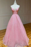 Sparkly Pink Tulle A-line Spaghetti Straps Prom Dresses, Evening Gown, SP741 | pink prom dress | pink evening gown | party dresses | www.simidress.com