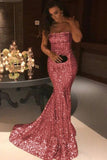 Sparkly Gold Mermaid Off Shoulder Strapless Prom Dresses, Evening Gown, SP755 | pink prom dresses | cheap long prom dress | long formal dresses | www.simidress.com