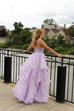 Sparkly Lavender Tulle A-line V-neck Long Prom Dresses, Evening Gowns, SP719 | lavender prom dresses | long prom dresses online | evening dresses near me | www.simidress.com