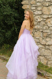 Sparkly Lavender Tulle A-line V-neck Long Prom Dresses, Evening Gowns, SP719 | party dress | evening dresses | formal dresses | www.simidress.com