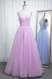 Sparkly Tulle A-line Beaded Sweetheart Prom Dresses, Long Formal Dress, SP778 | pink prom dresses | tulle prom dresses | www.simidress.com
