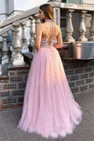Sparkly Tulle A-line Halter Appliqued Long Prom Dresses, Evening Gowns, SP721 | pink prom  dresses | cheap prom dress | evening gown | www.simidress.com
