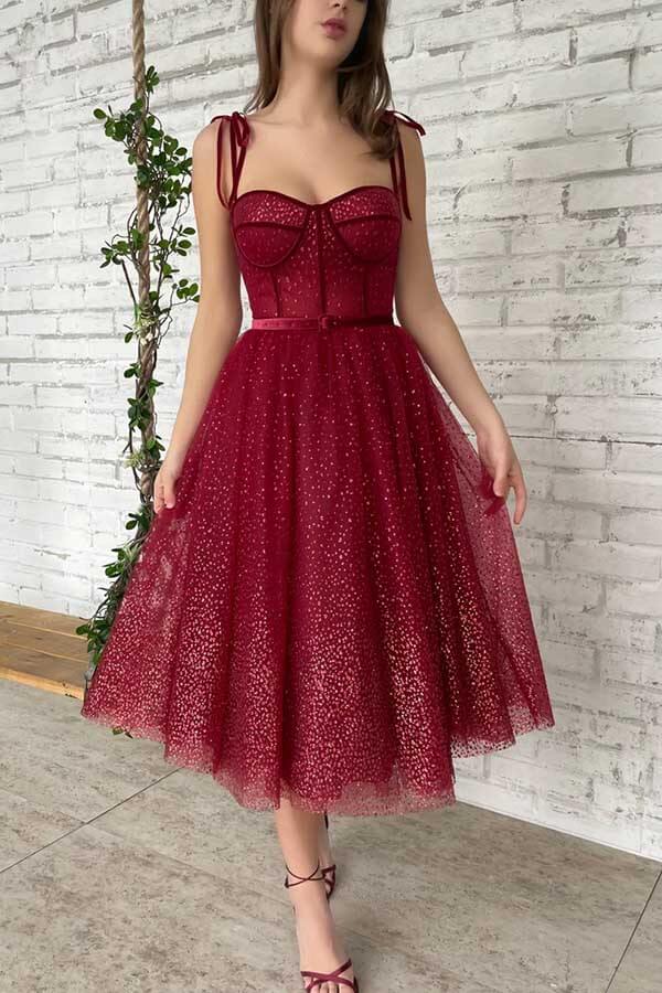 Sparkly Tulle Sweetheart Tea Length Homecoming Dress SH569 | Simidress Sparkly Tulle Sweetheart Tea Length Homecoming Dress SH569 | Simidress