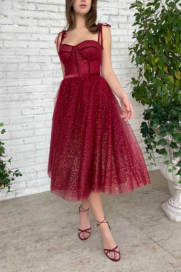 Sparkly Tulle Sweetheart Tea Length Homecoming Dress SH569 | Simidress Sparkly Tulle Sweetheart Tea Length Homecoming Dress SH569 | Simidress