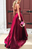 Taffeta A-line Spaghetti Straps Prom Dresses With Pockets, Evening Dress, SP701 | evening gowns | evening dresses | formal dresses | www.simidress.com