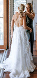 Tulle A-line Backless Spaghetti Straps Wedding Dresses With Lace Appliques, SW552 | tulle wedding dresses | bridal outfit | wedding gowns | simidress.com