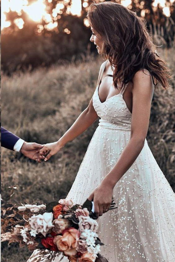 Tulle A-line Lace Open Back Sweep Train Wedding Dresses, Bridal Gown, SW457 | wedding dresses near me | wedding gowns | wedding dresses online | www.simidress.com