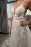 Tulle A-line Spaghetti Straps Backless Wedding Dress, Beach Bridal Gown, SW591 | a line wedding dresses | bohemian wedding dresses | wedding dress stores | simidress.com