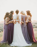 Tulle Convertible Bridesmaid Dresses, Purple Mismatched Bridesmaid Dresses, BD114