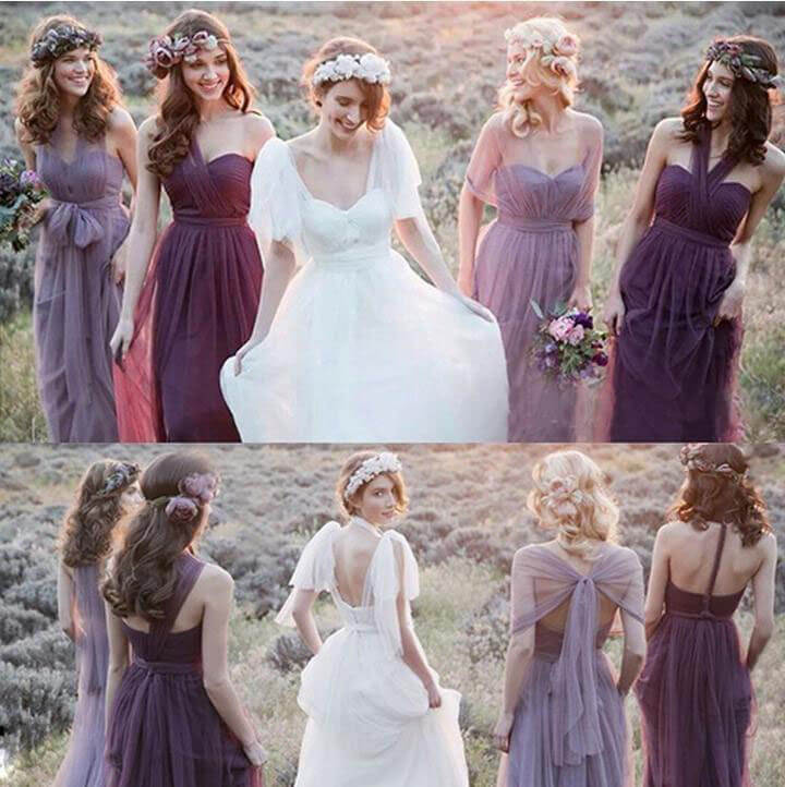 Burgundy Tulle Purple Mismatched Bridesmaid Dresses, BD114 | Simidress Burgundy Tulle Purple Mismatched Bridesmaid Dresses, BD114 | Simidress