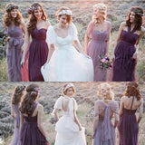 Tulle Convertible Bridesmaid Dresses, Purple Mismatched Bridesmaid Dresses, BD114