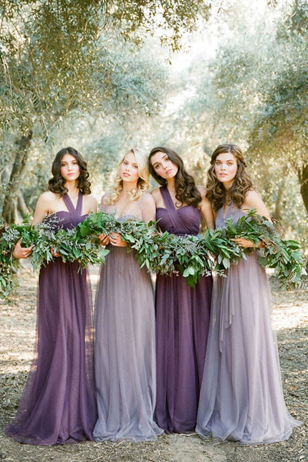 Burgundy Tulle Purple Mismatched Bridesmaid Dresses, BD114 | Simidress Burgundy Tulle Purple Mismatched Bridesmaid Dresses, BD114 | Simidress