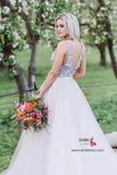 Tulle Lace A-line Sleeveless V-neck Wedding Dresses With Floral Appliques, SW462 | a line v neck wedding dresses | lace wedding dress | bridal gowns | www.simidress.com