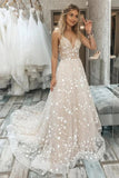 Tulle Lace A-line V-neck Spaghetti Straps Wedding Dresses, Bridal Gown, SW503 | lace wedding dresses | tulle wedding dresses | wedding dresses online | www.simidress.com